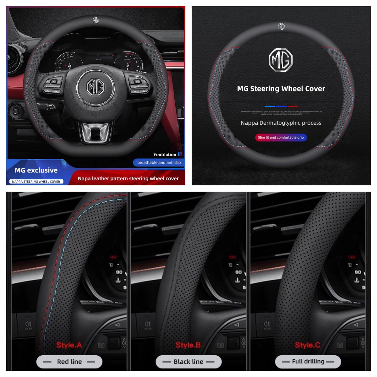Car Steering Wheel Cover Anti Slip Breathable - 1Pcs Napa Leather Car Steering Wheel