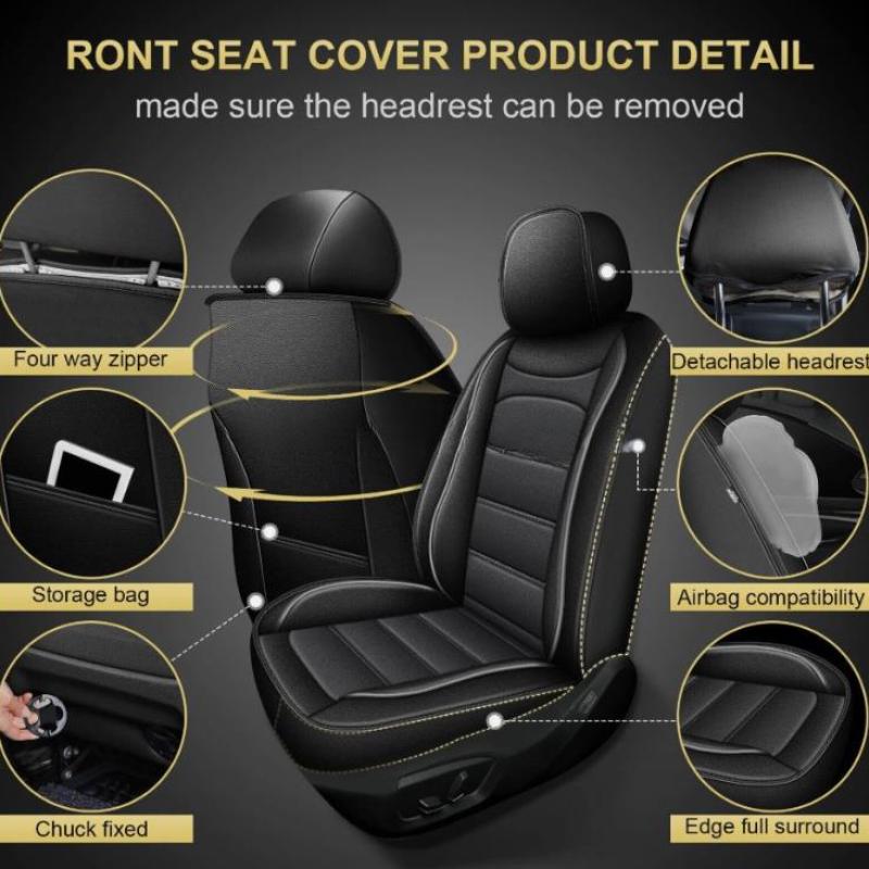 Black Universal Seat Cover 5-S - Leather Car Seat Covers Full Set Universal review and price