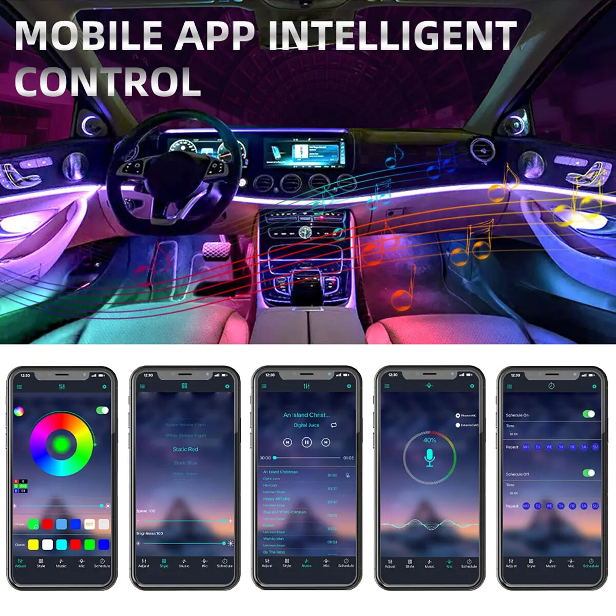 4 IN 1 6 IN 1 Symphony Car LED - Led Ambient Interior Car Lights App Control review and price