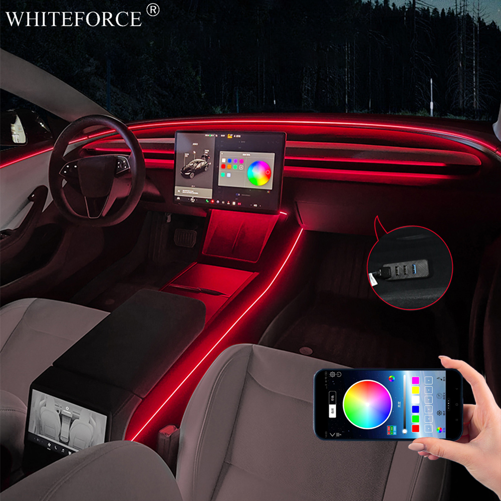 For Tesla Model Y Juniper LED  - Led Ambient Interior Car Lights App Control review and price