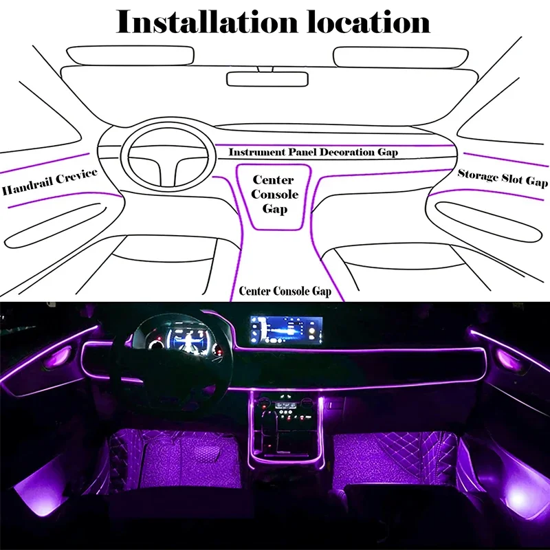 Flexible EL Wire Lights With A - Led Ambient Interior Car Lights App Control review and price