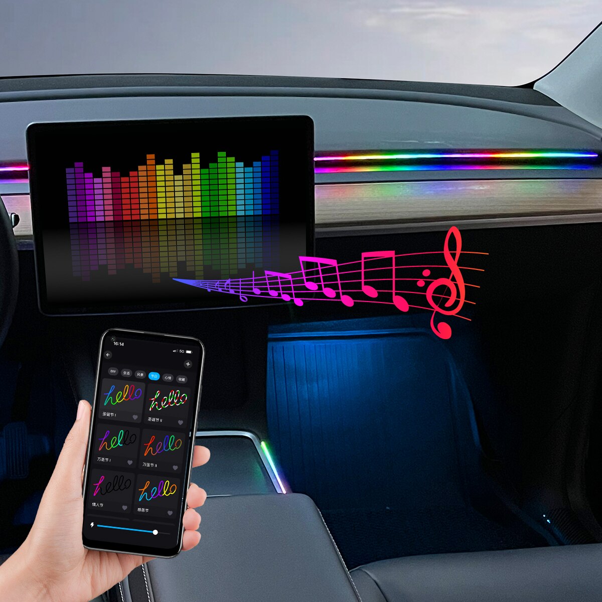 Car LED Ambient Light USB 64 C - Led Ambient Interior Car Lights App Control review and price