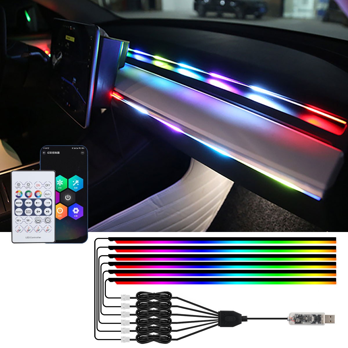 6/10 in 1 Car Led Ambient Ligh - Led Ambient Interior Car Lights App Control review and price