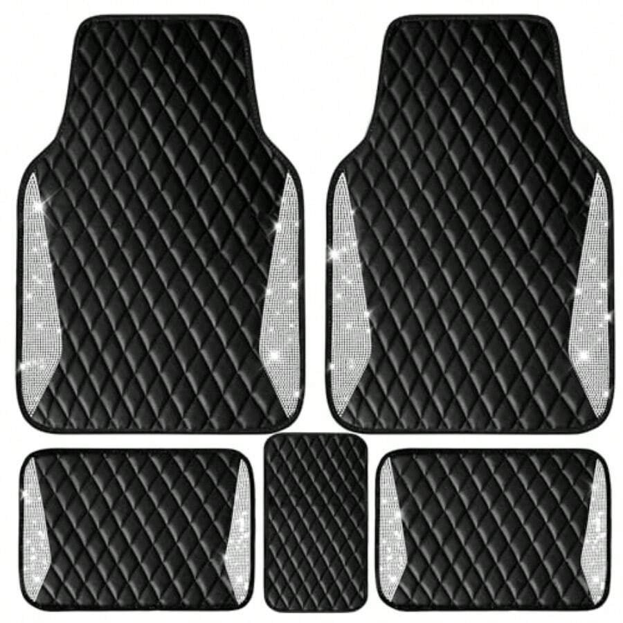 Leather Car Mats Shining Diamo - Car Floor Mats Universal Waterproof Leather review and price