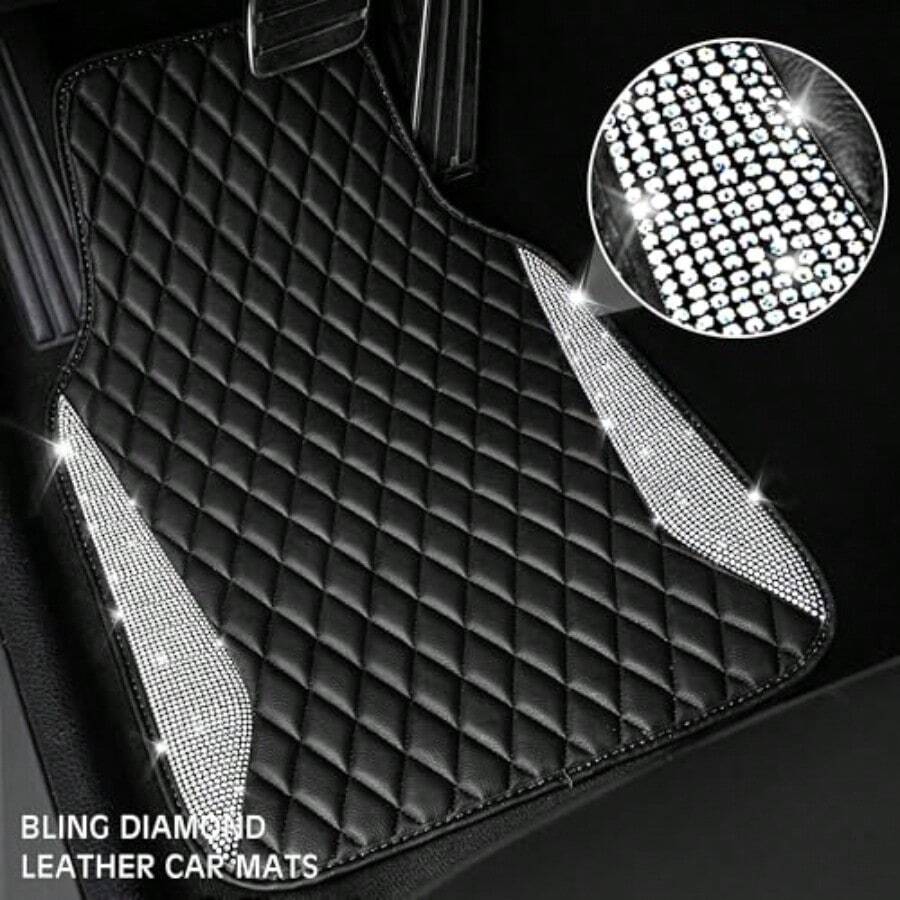 Leather Car Mats Shining Diamo - Car Floor Mats Universal Waterproof Leather review and price