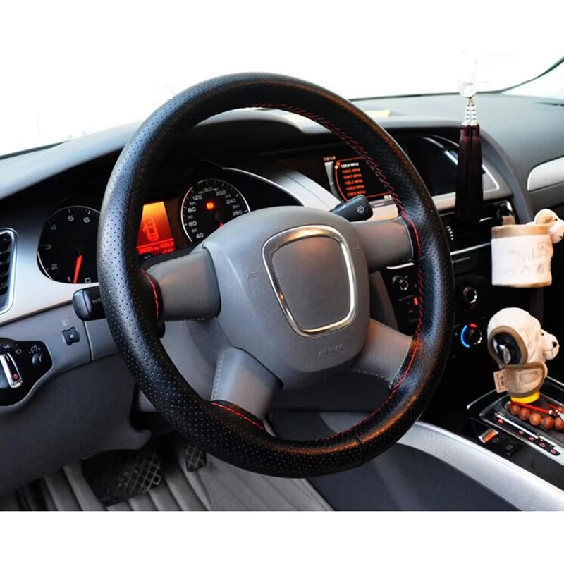 New 36 38 40cm Genuine Leather - Car Steering Wheel Cover Anti Slip Breathable review and price